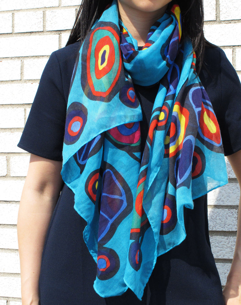 Scarf Norval Morosseau Flowers And Birds - Scarf Norval Morosseau Flowers And Birds -  - House of Himwitsa Native Art Gallery and Gifts