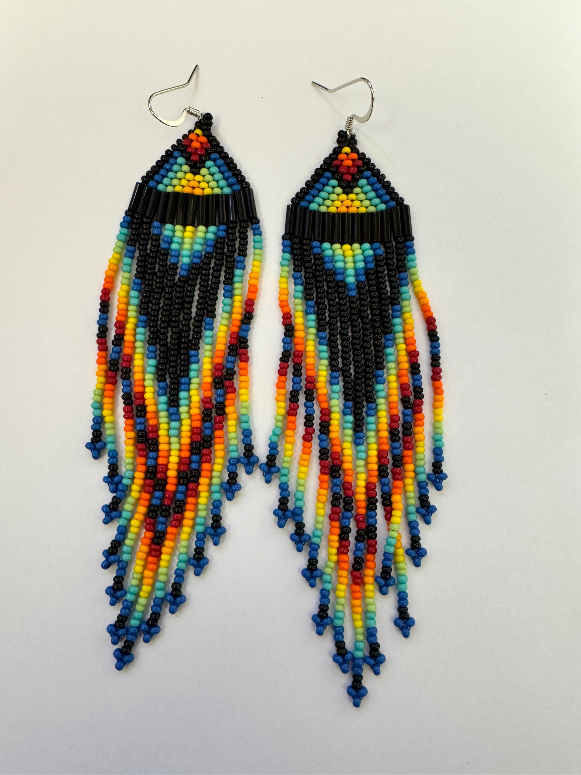 Beaded Earrings Blue Rainbow -  - Beaded Earrings - House of Himwitsa Art Gallery