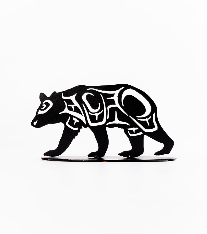 NOEL BROWN BLACK or SILVER BEAR ON STANDS -  - Rolled Steel - House of Himwitsa Art Gallery