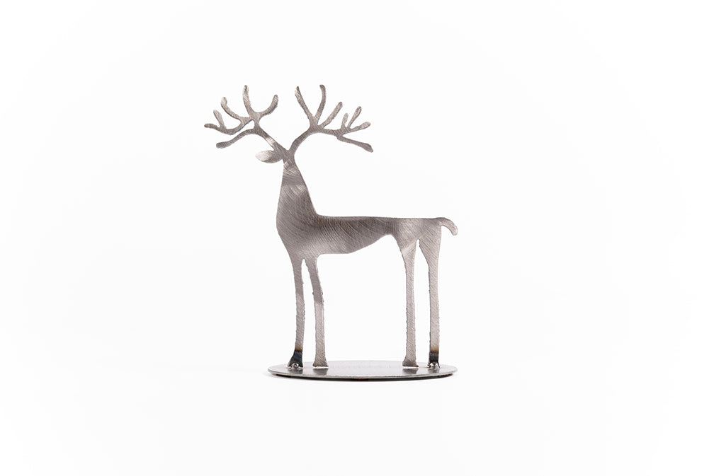 JACK WILLOUGHBY SILVER DEER on STANDS - Anvil Island Design Ltd. - Rolled Steel - House of Himwitsa Art Gallery