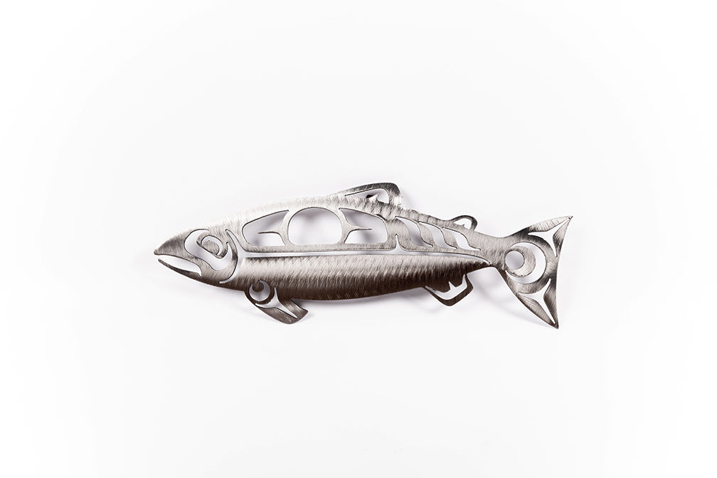 Noel Brown FIRST NATION SILVER SALMON -  - Rolled Steel - House of Himwitsa Art Gallery