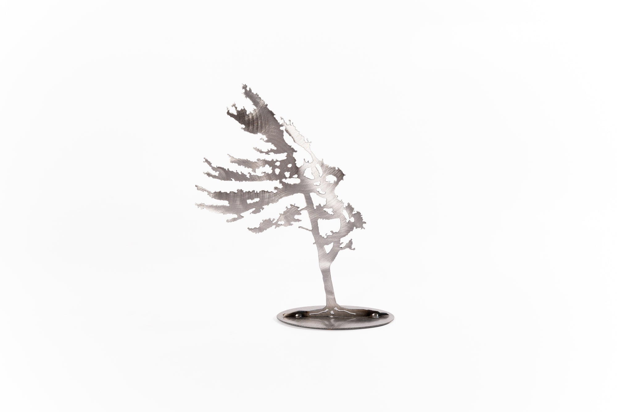 Jack Willoughby 16" Silver Windswept Tree on a Stand -  - Rolled Steel - House of Himwitsa Art Gallery