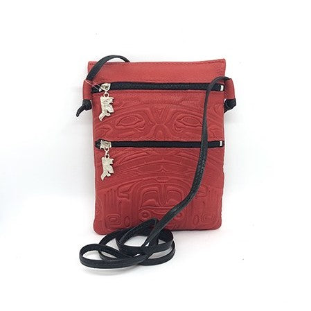Embossed Passport Pouch Bear Box Design (Red Deerskin) - Embossed Passport Pouch Bear Box Design (Red Deerskin) -  - House of Himwitsa Native Art Gallery and Gifts