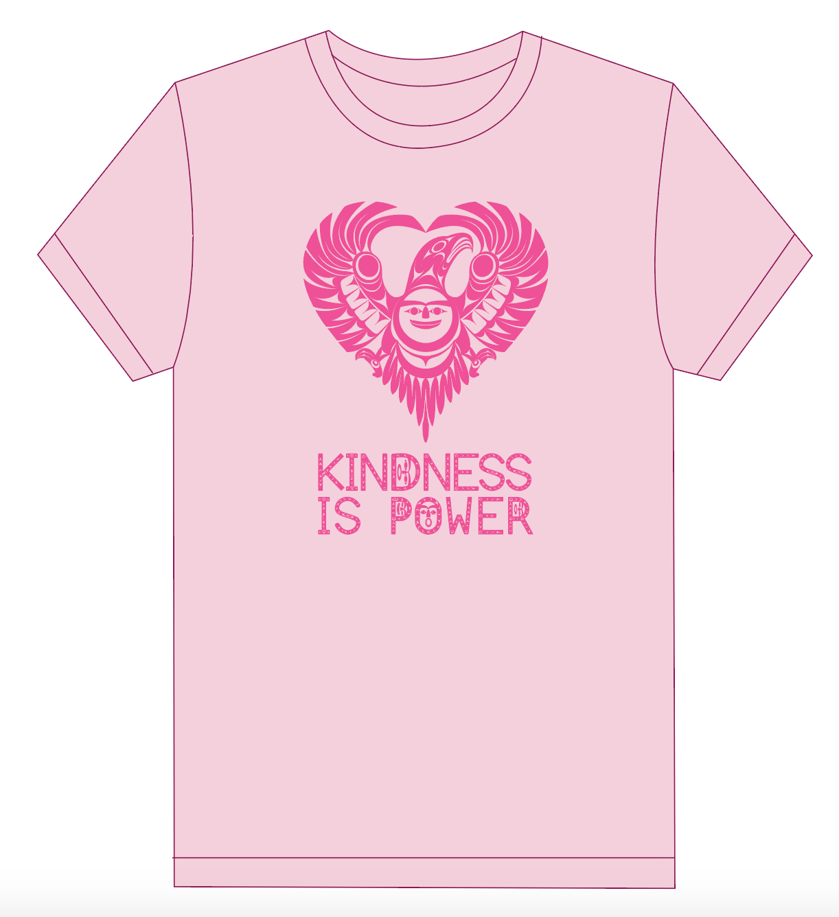 T Shirt Youth Francis Horne Sr. Kindness Is Power - Pink / XL - PINK Y XL PNK - House of Himwitsa Native Art Gallery and Gifts