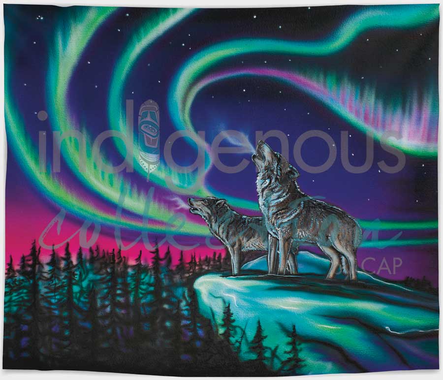 Blankets Indigenous Collection Amy Keller-Rempp Sky Dance Wolf Song -  - Blankets - House of Himwitsa Art Gallery
