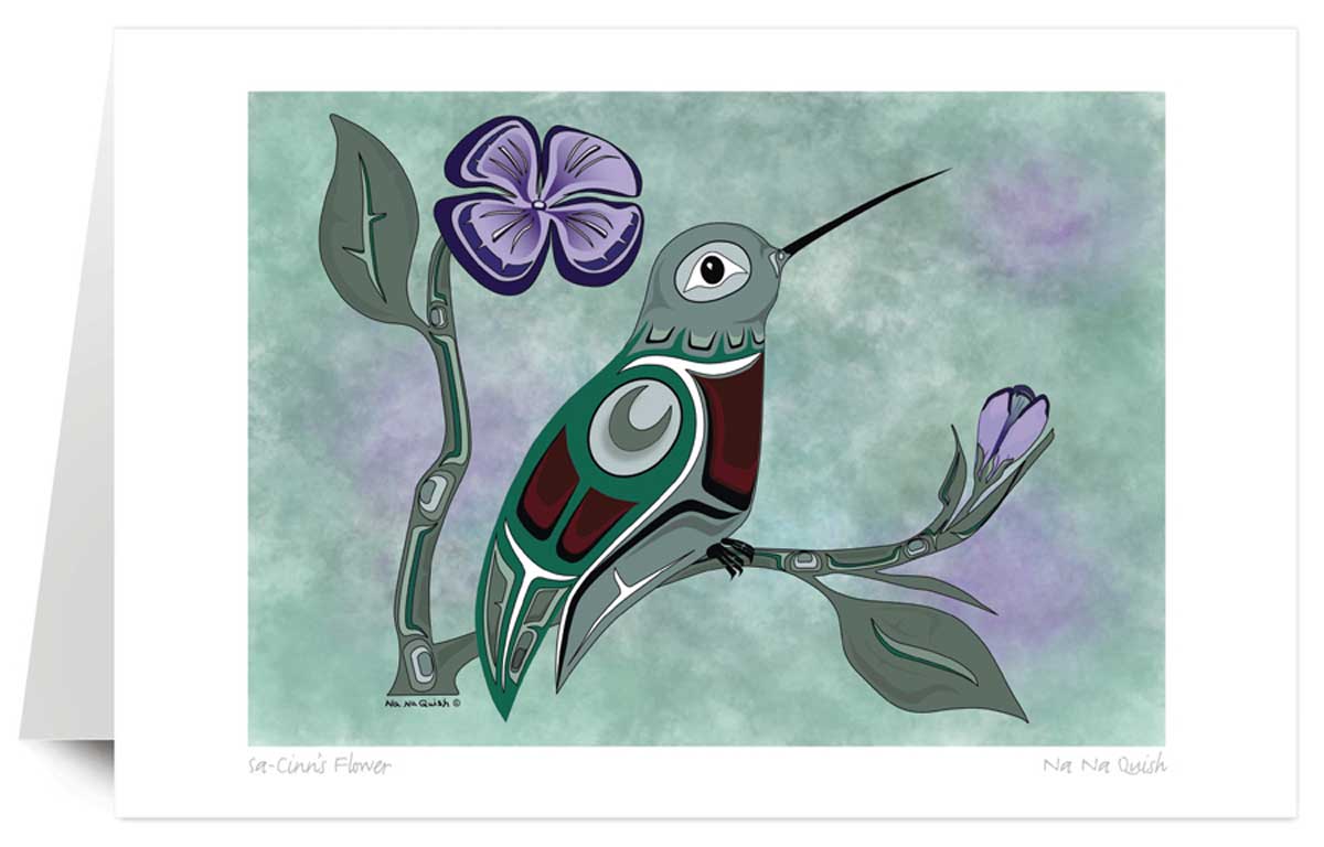 Art Card Sa Cinn's Flower NaNaQuish - Art Card Sa Cinn's Flower NaNaQuish -  - House of Himwitsa Native Art Gallery and Gifts