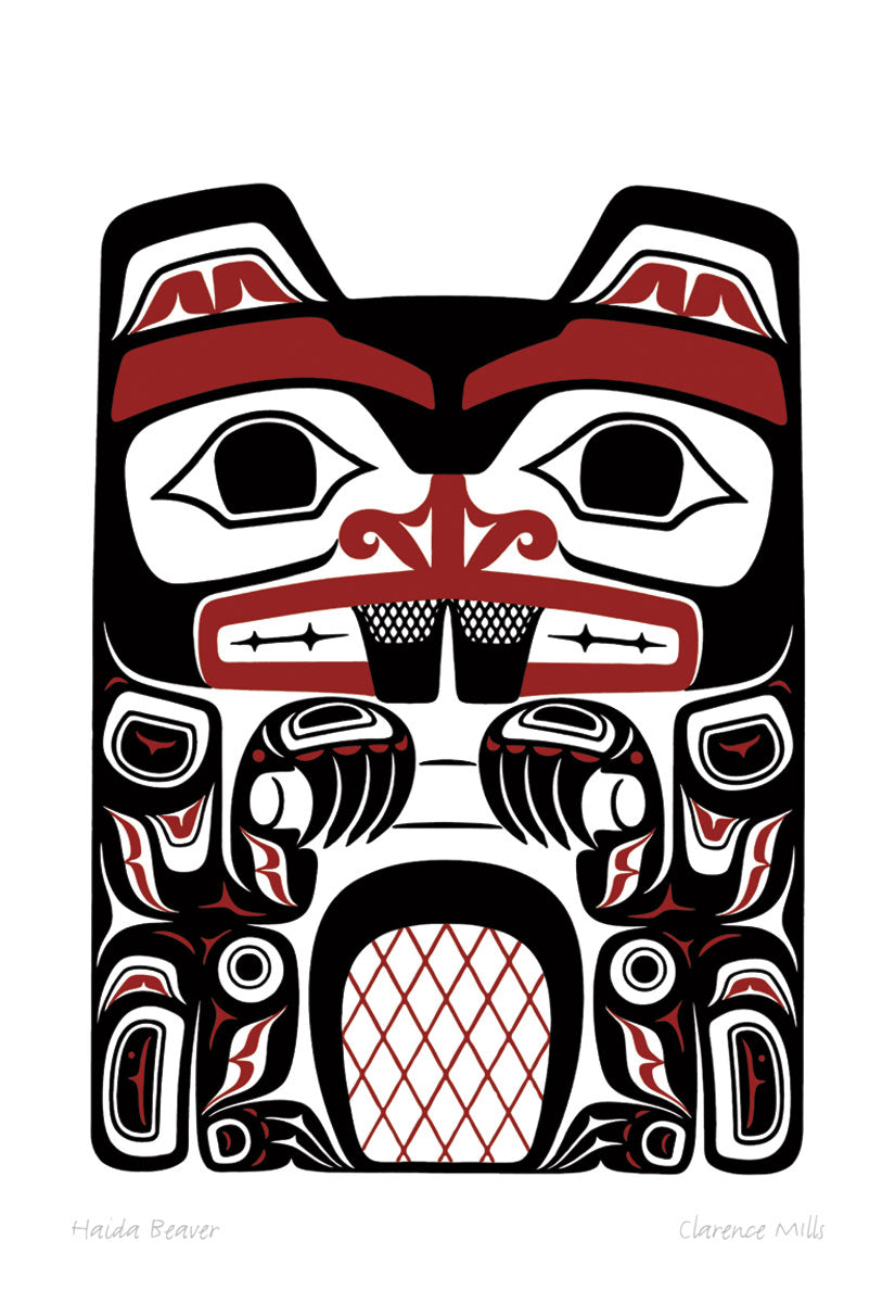 MATTED ART CARDS CLARENCE MILLS - Haida Beaver - POD791M - House of Himwitsa Native Art Gallery and Gifts