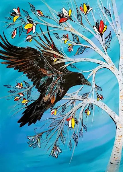 Art Card Carla Joseph Raven Tree - Art Card Carla Joseph Raven Tree -  - House of Himwitsa Native Art Gallery and Gifts
