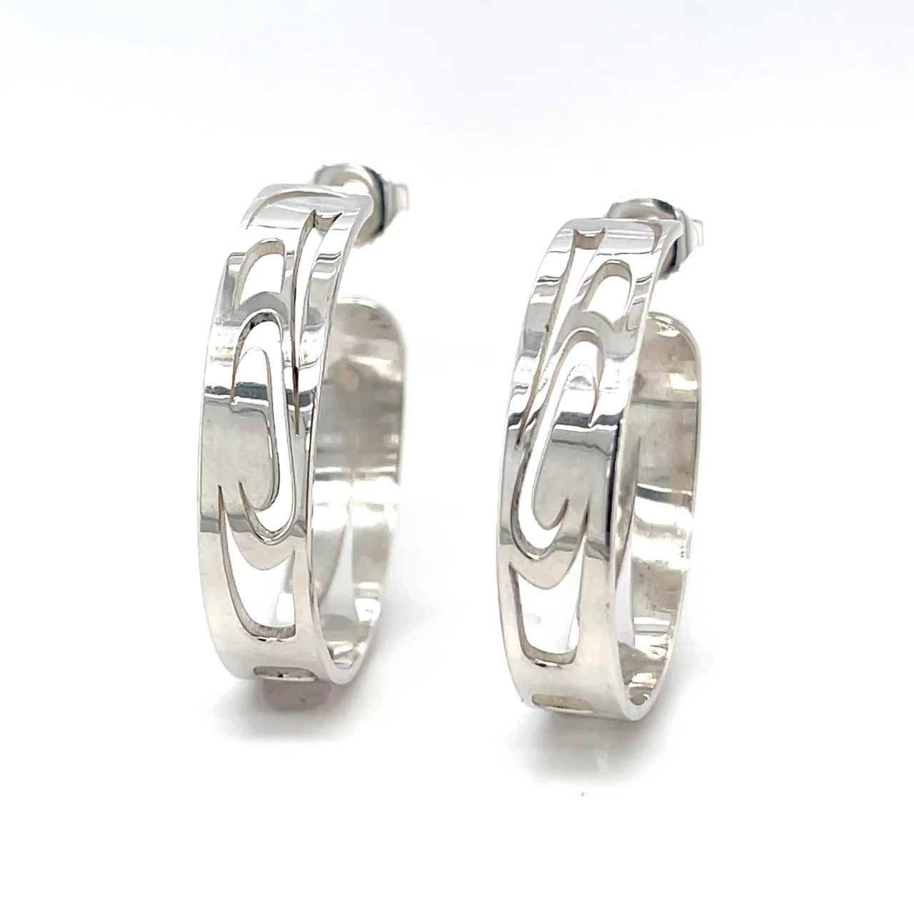 Grant Pauls Sterling Silver Earrings Raven Hoop -  - Silver Earrings - House of Himwitsa Art Gallery