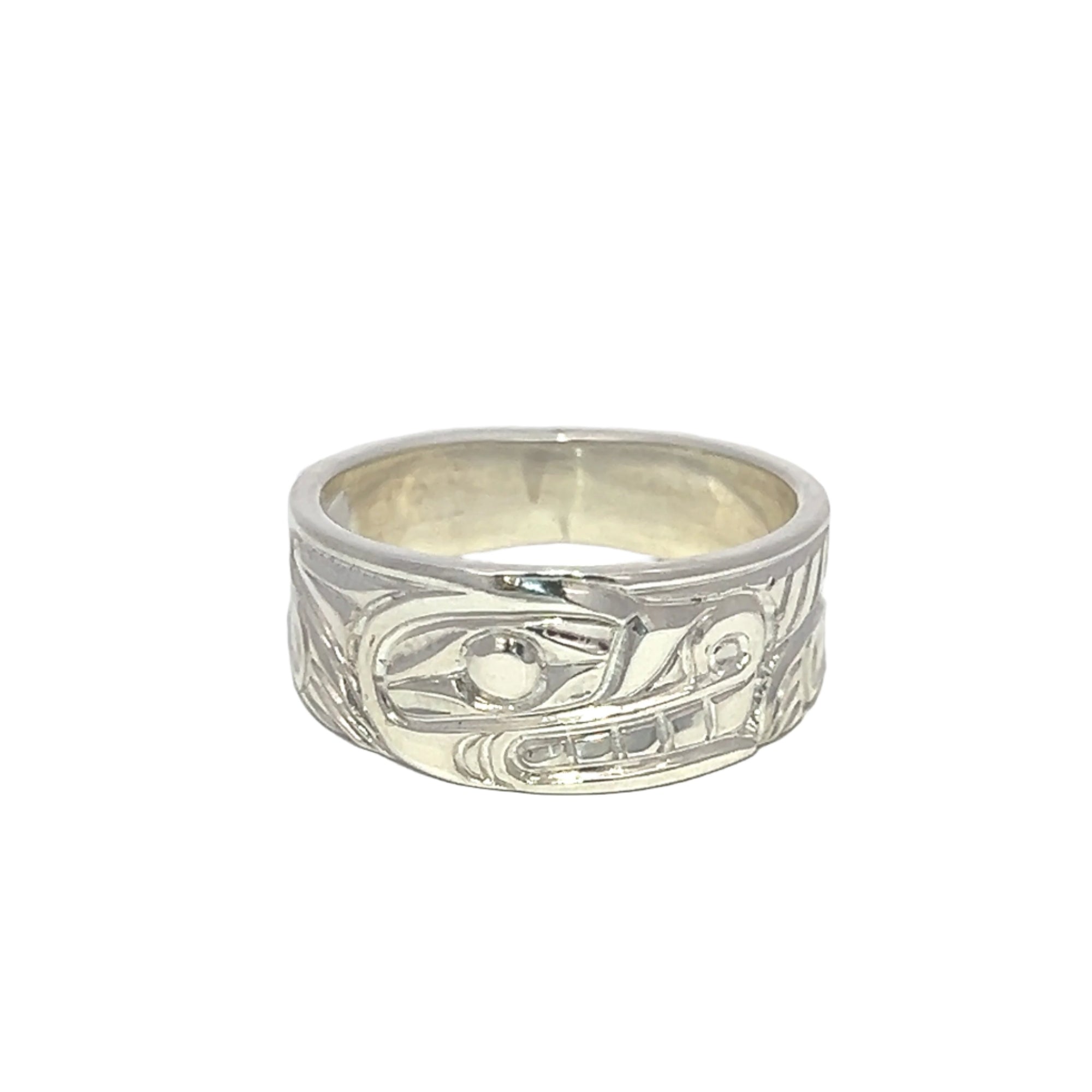 Ron Jackson Wolf 3/8" Silver Tapered Band Rings - Ron Jackson - Jewellery - House of Himwitsa Art Gallery