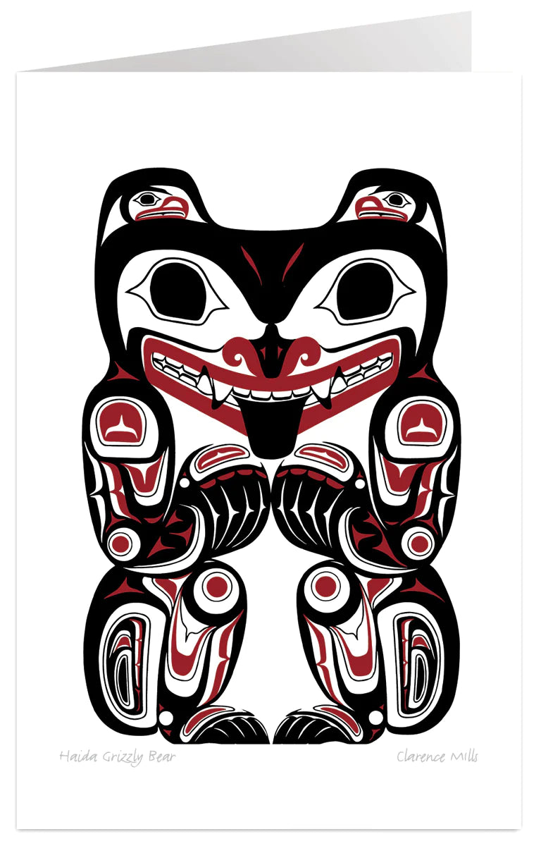 Art Card Clarence Mills Haida Grizzly Bear - Art Card Clarence Mills Haida Grizzly Bear -  - House of Himwitsa Native Art Gallery and Gifts
