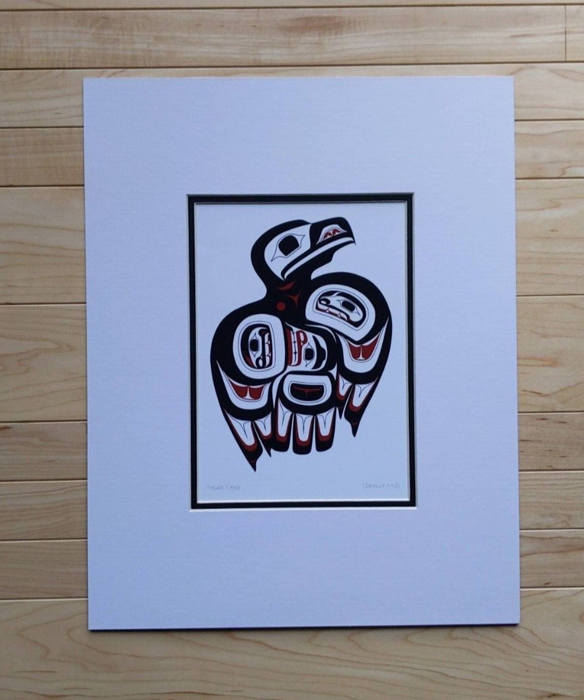 MATTED ART CARDS CLARENCE MILLS - Haida Eagle - POD782M - House of Himwitsa Native Art Gallery and Gifts