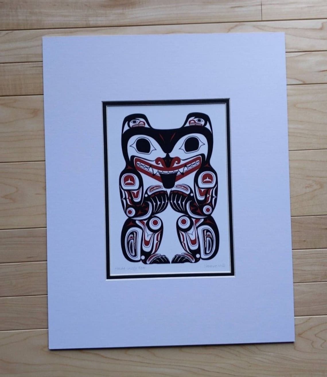 MATTED ART CARDS CLARENCE MILLS - Haida Grizzly Bear - POD780M - House of Himwitsa Native Art Gallery and Gifts