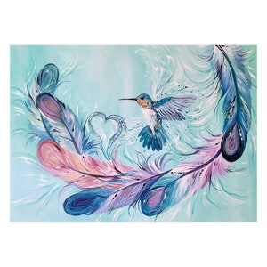 Canvas Carla Joseph Hummingbird Feathers -  - Canvas - House of Himwitsa Art Gallery