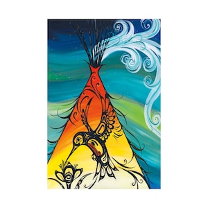 Canvas Carla Joseph Hummingbird Teepee - 12 x 18 - POD2626CF 12 X 18 - House of Himwitsa Native Art Gallery and Gifts