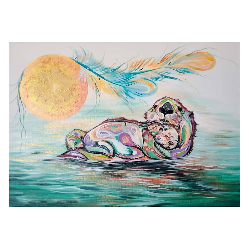 CANVAS CARLA JOSEPH OTTER FAMILY - Canadian Art Prints Inc. - Canvas - House of Himwitsa Art Gallery