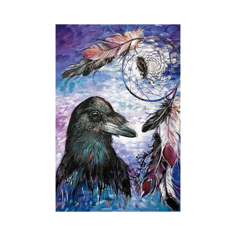 CANVAS CARLA JOSPEH RAVEN DREAM CATCHER -  - Canvas - House of Himwitsa Art Gallery