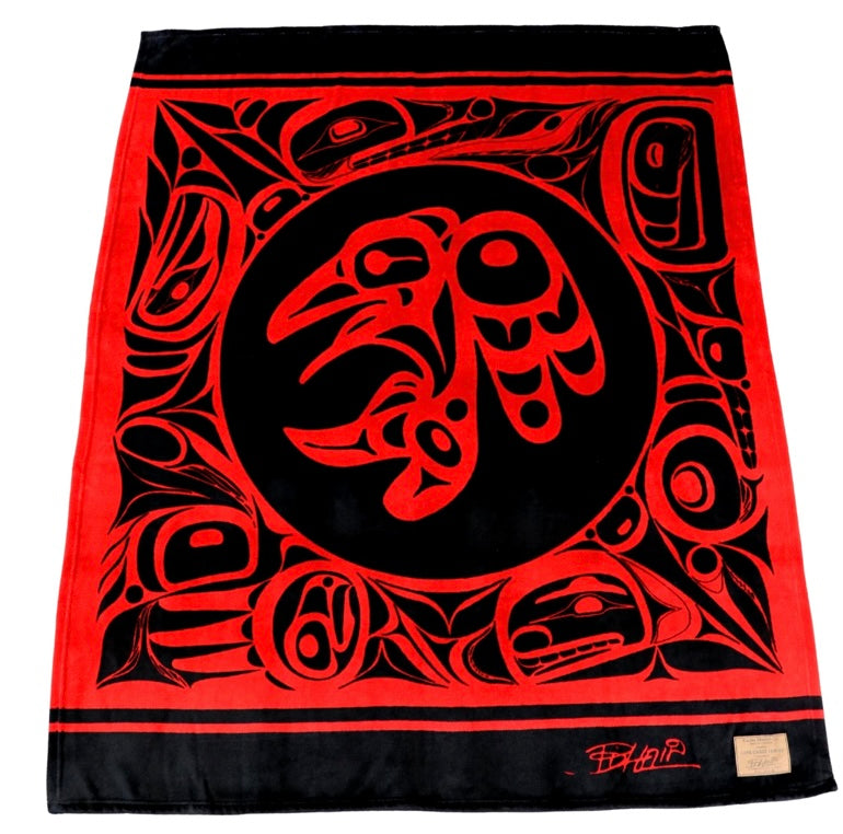 Blanket Bill Helin Printed Velura Throw Raven - Blanket Bill Helin Printed Velura Throw Raven -  - House of Himwitsa Native Art Gallery and Gifts
