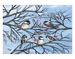 CANVAS CARLA JOSEPH CHICKADEES -  - Canvas - House of Himwitsa Art Gallery
