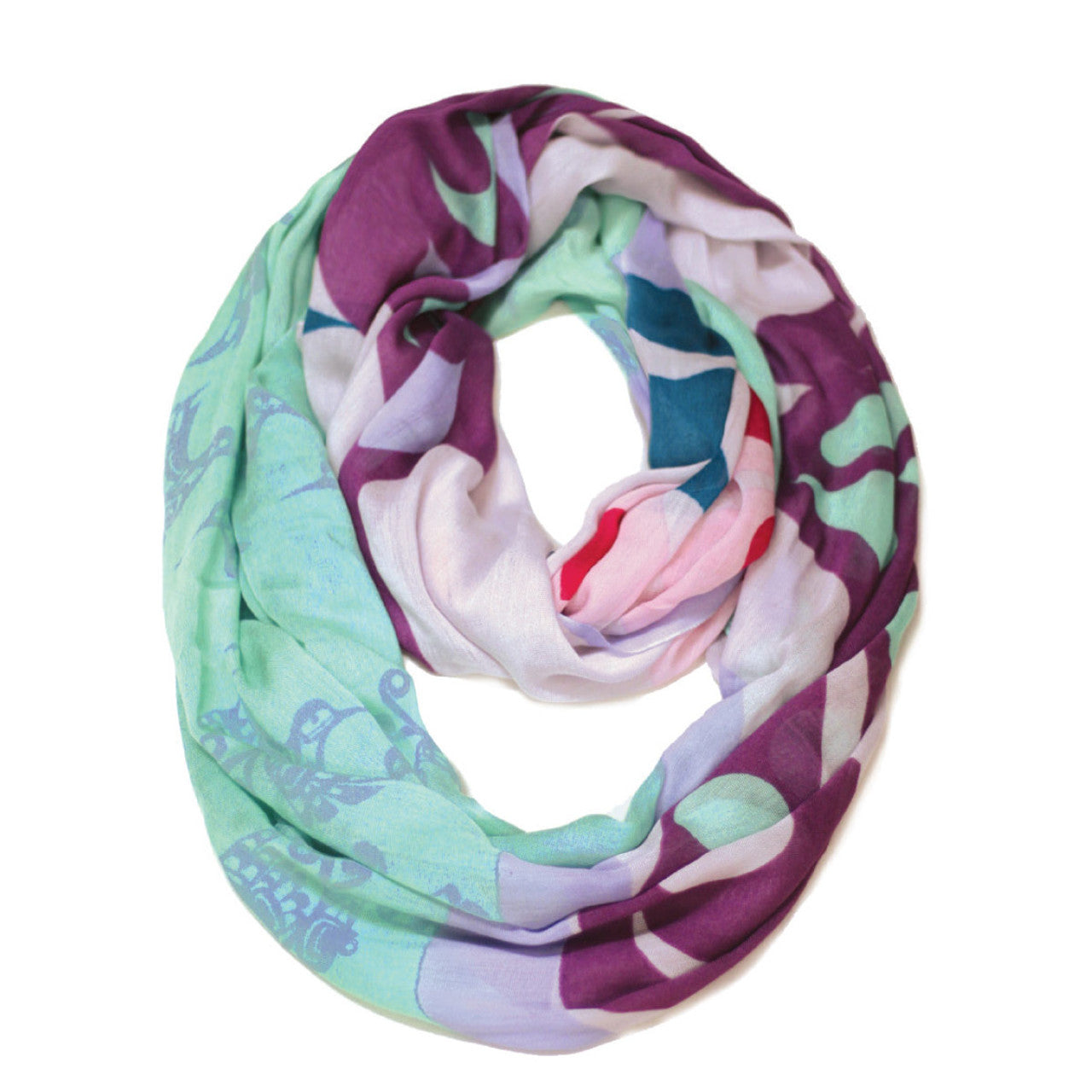 CIRCLE SCARFS - Francis Dick Hummingbird - BCSCARF25 - House of Himwitsa Native Art Gallery and Gifts