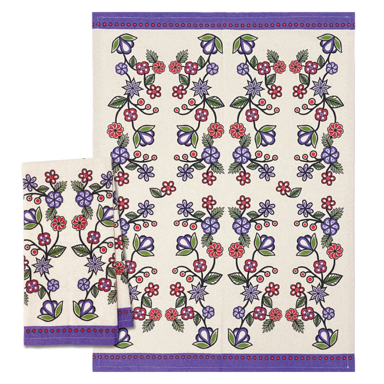 Tea Towel Ojibwe Flowers - Garfinkle - Tea Towel - House of Himwitsa Art Gallery