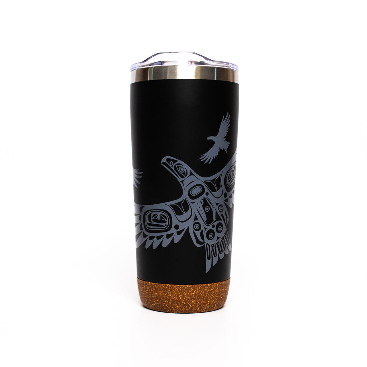 CORK BASE TRAVEL MUGS - 20oz / Soaring Eagle - TMCB63 - House of Himwitsa Native Art Gallery and Gifts