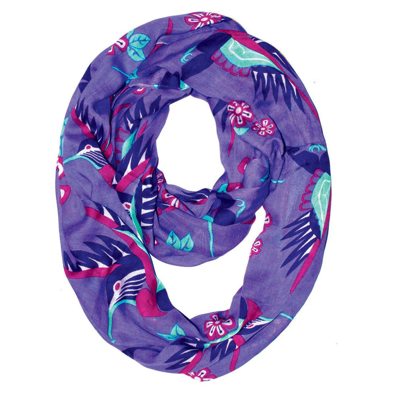 CIRCLE SCARFS - *Karen Francis Hummingbirds - BCSCARF22 DISCONTINUE - House of Himwitsa Native Art Gallery and Gifts