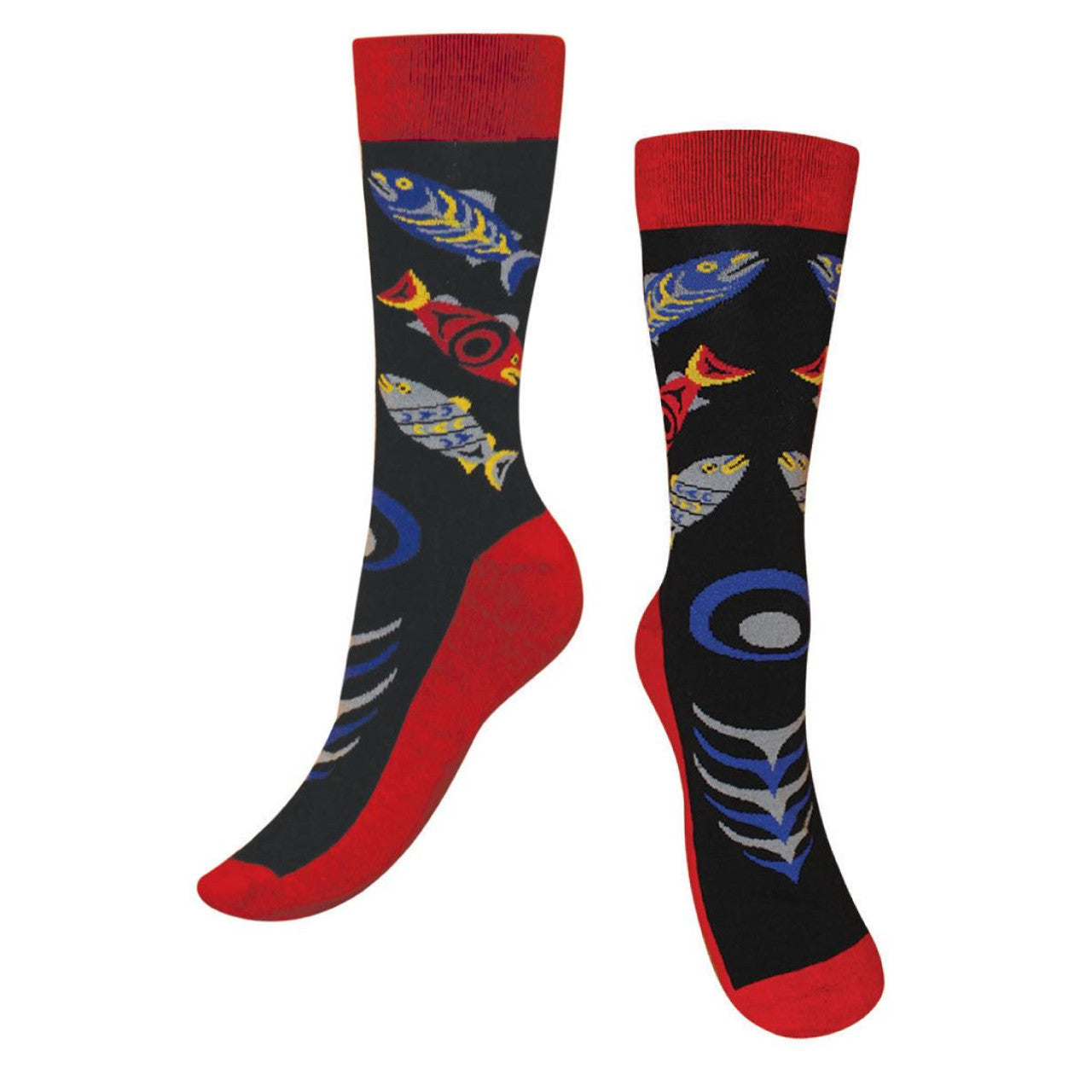 ART SOCKS - M/L / Simone Diamond-Salmon in the Wild/SOCK25 - SOCK25L - House of Himwitsa Native Art Gallery and Gifts