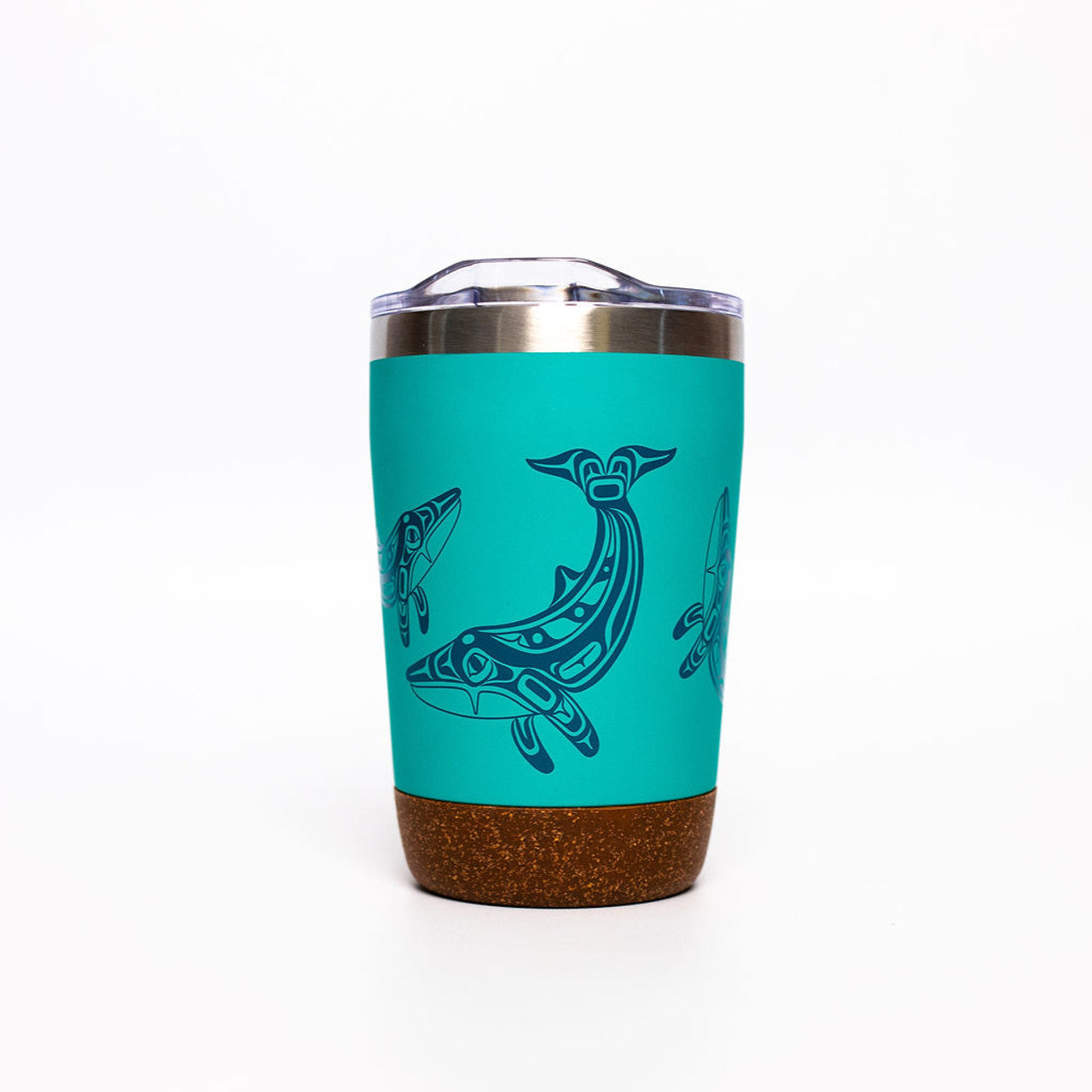 CORK BASE TRAVEL MUGS - 12oz / Humpback Whale - TMCB25 - House of Himwitsa Native Art Gallery and Gifts