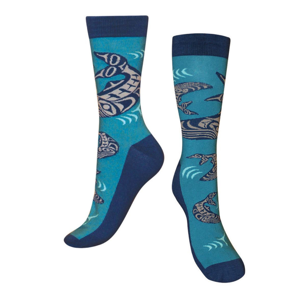 ART SOCKS - M/L / Ben Houstie-Humpback Whales/SOCK23 - SOCK23L - House of Himwitsa Native Art Gallery and Gifts