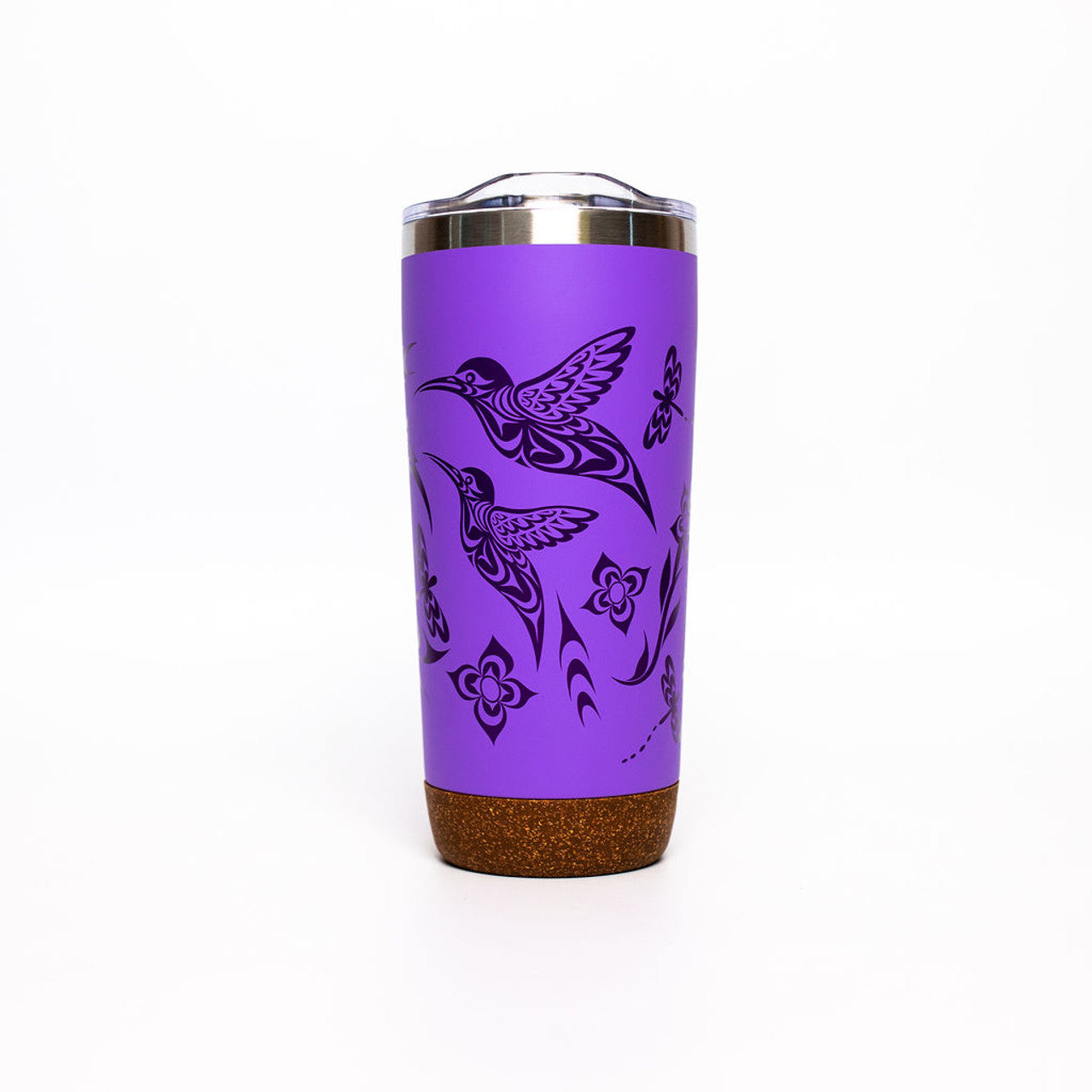 CORK BASE TRAVEL MUGS - 20oz / Hummingbird - TMCB66 - House of Himwitsa Native Art Gallery and Gifts