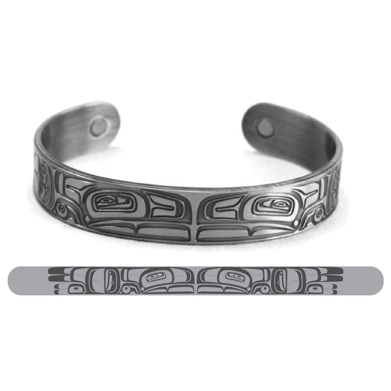 BRUSHED SILVER BRACELETS - Thunderbird - Abr2 - House of Himwitsa Native Art Gallery and Gifts