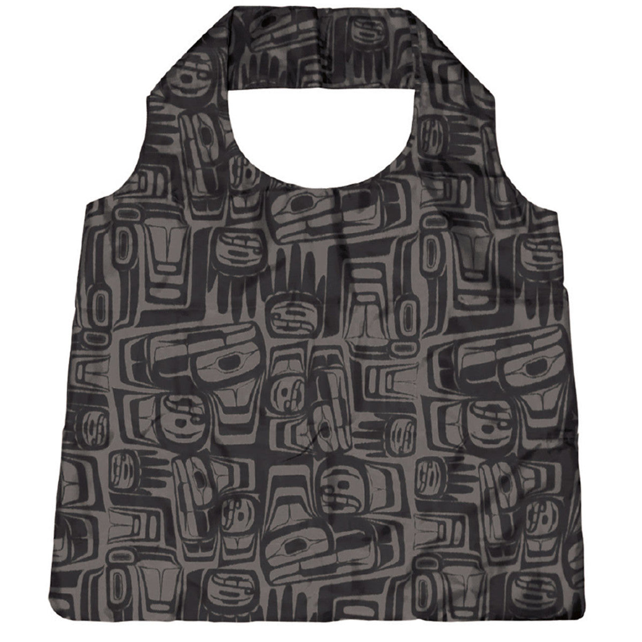 FOLDABLE SHOPPING BAGS - Ben Houstie Eagle Crest Black - FBAG16 - House of Himwitsa Native Art Gallery and Gifts