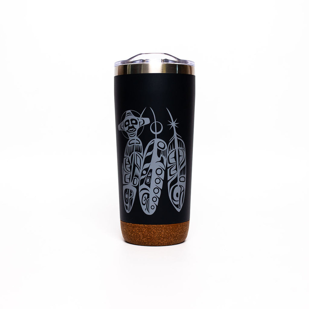 CORK BASE TRAVEL MUGS - 20oz / Salmon Life Cycle - TMCB68 - House of Himwitsa Native Art Gallery and Gifts