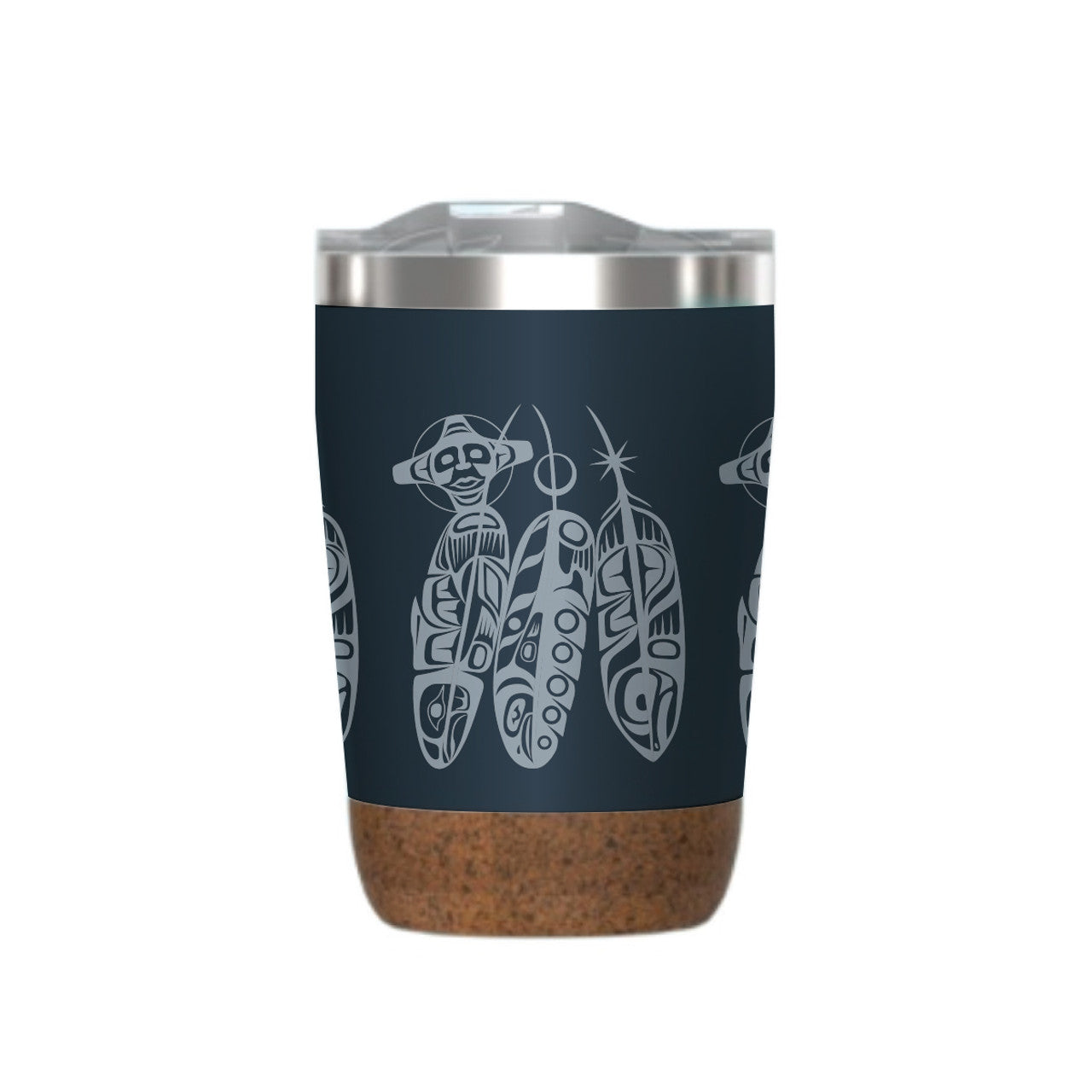 CORK BASE TRAVEL MUGS - 12oz / Salmon Life Cycle - TMCB28 - House of Himwitsa Native Art Gallery and Gifts
