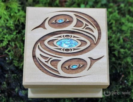 Shain Jackson Mini Cedar Bentwood Boxes - Eagle / Small - 311-SSB - House of Himwitsa Native Art Gallery and Gifts