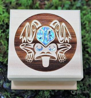 Shain Jackson Mini Cedar Bentwood Boxes - Frog / Small - 312-SSB - House of Himwitsa Native Art Gallery and Gifts