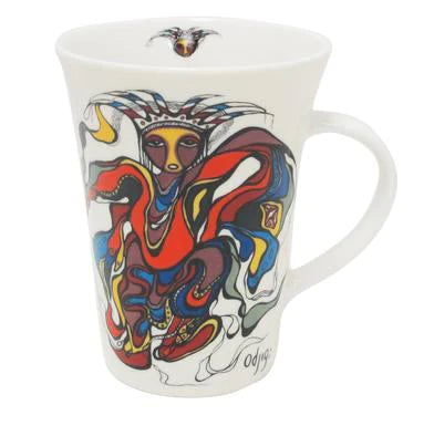 Porcelain Mug Dawn Oman Pow Wow Dancer - Porcelain Mug Dawn Oman Pow Wow Dancer -  - House of Himwitsa Native Art Gallery and Gifts