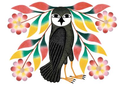 Matted Art Card Kenojuak Ashevak Owl's Boquet - Matted Art Card Kenojuak Ashevak Owl's Boquet -  - House of Himwitsa Native Art Gallery and Gifts