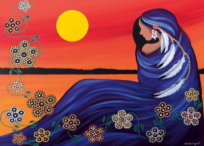 MATTED ART CARDS BETTY ALBERT - Evening Sun Woman - POD1309M - House of Himwitsa Native Art Gallery and Gifts