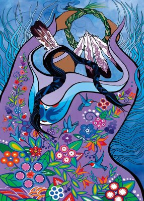 MATTED ART CARDS PAM CAILOUX - Dancing With Hummingbirds - POD1950M - House of Himwitsa Native Art Gallery and Gifts