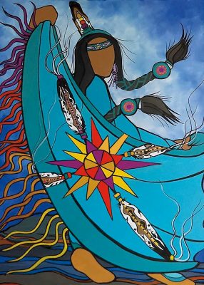 MATTED ART CARDS PAM CAILOUX - Shawl Dancer - POD2327M - House of Himwitsa Native Art Gallery and Gifts