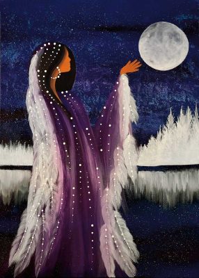 MATTED ART CARDS BETTY ALBERT - Winter Moon Rising - POD2720M - House of Himwitsa Native Art Gallery and Gifts
