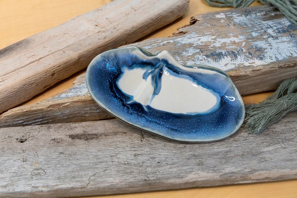 Razor Clam Dip Bowl Blue - Razor Clam Dip Bowl Blue -  - House of Himwitsa Native Art Gallery and Gifts