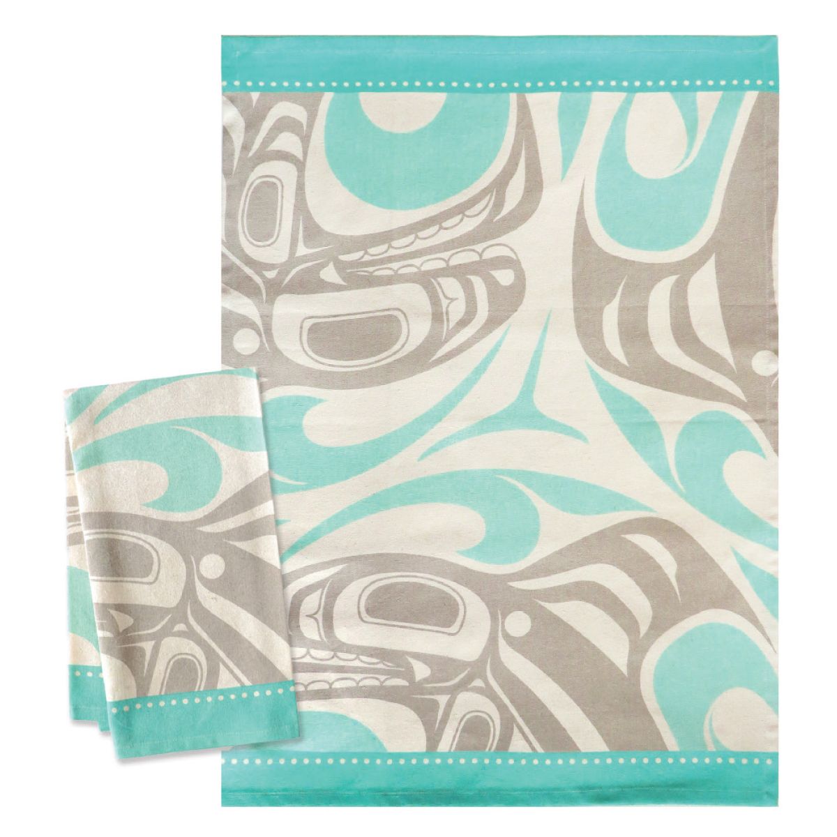 Tea Towel Killerwhale - Tea Towel Killerwhale -  - House of Himwitsa Native Art Gallery and Gifts