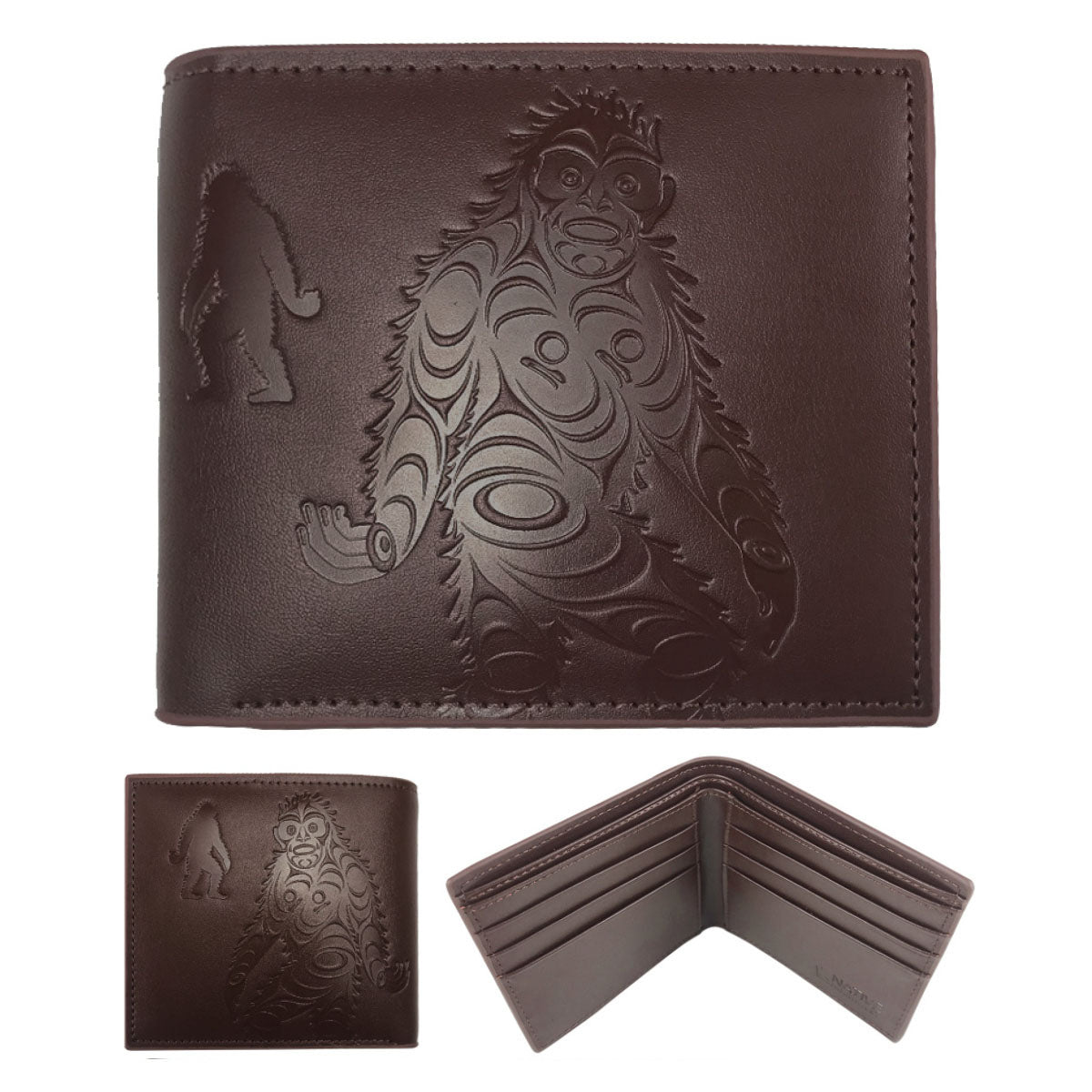 Leather Wallet Sasquatch - Leather Wallet Sasquatch -  - House of Himwitsa Native Art Gallery and Gifts
