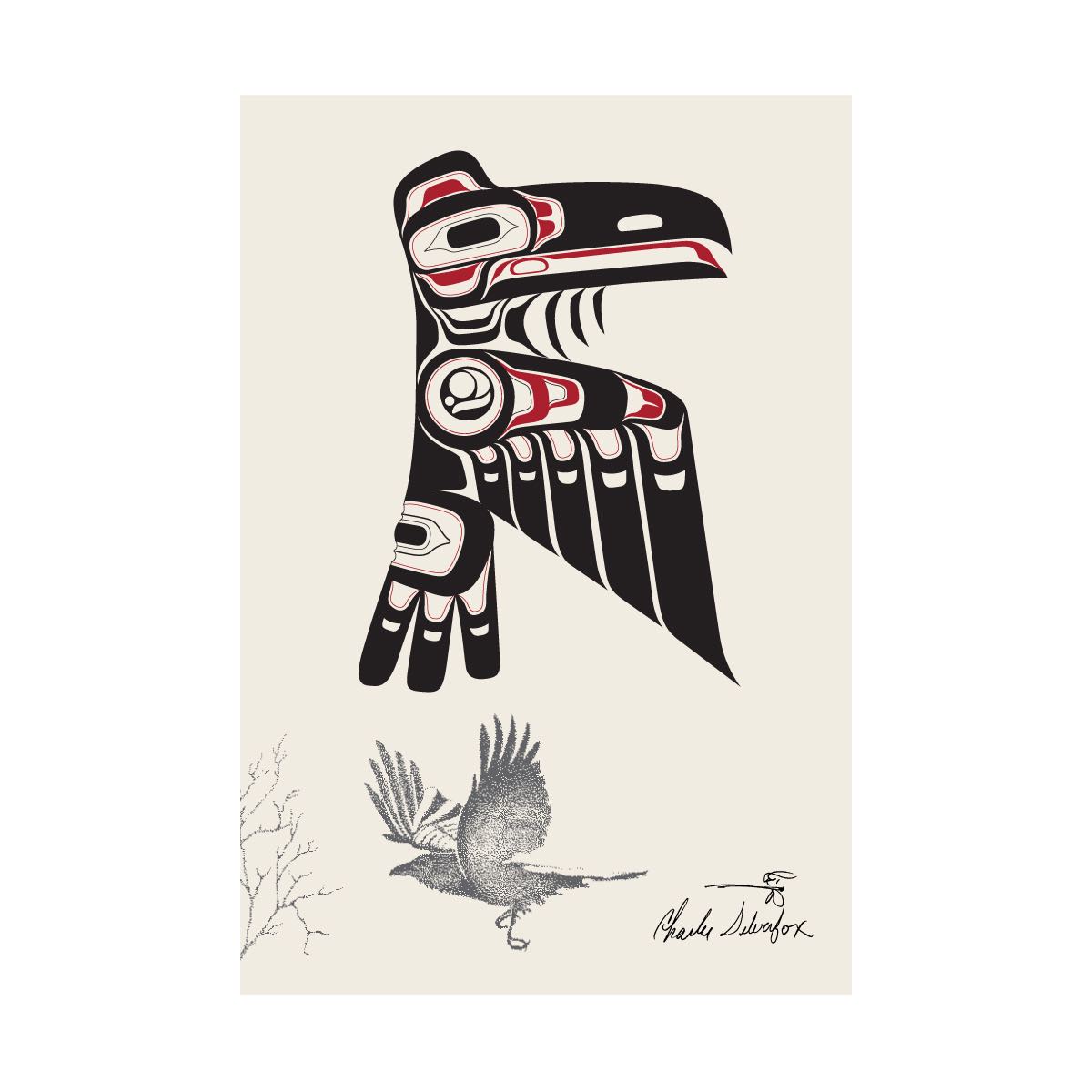 Postcard Charles Silverfox Raven - Postcard Charles Silverfox Raven -  - House of Himwitsa Native Art Gallery and Gifts