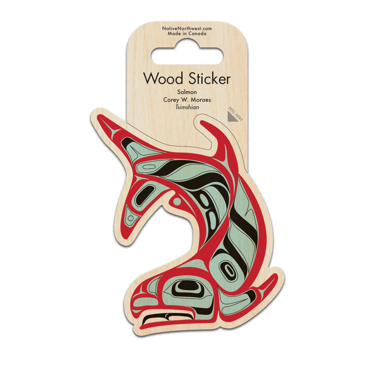 Wood Sticker Salmon - Wood Sticker Salmon -  - House of Himwitsa Native Art Gallery and Gifts