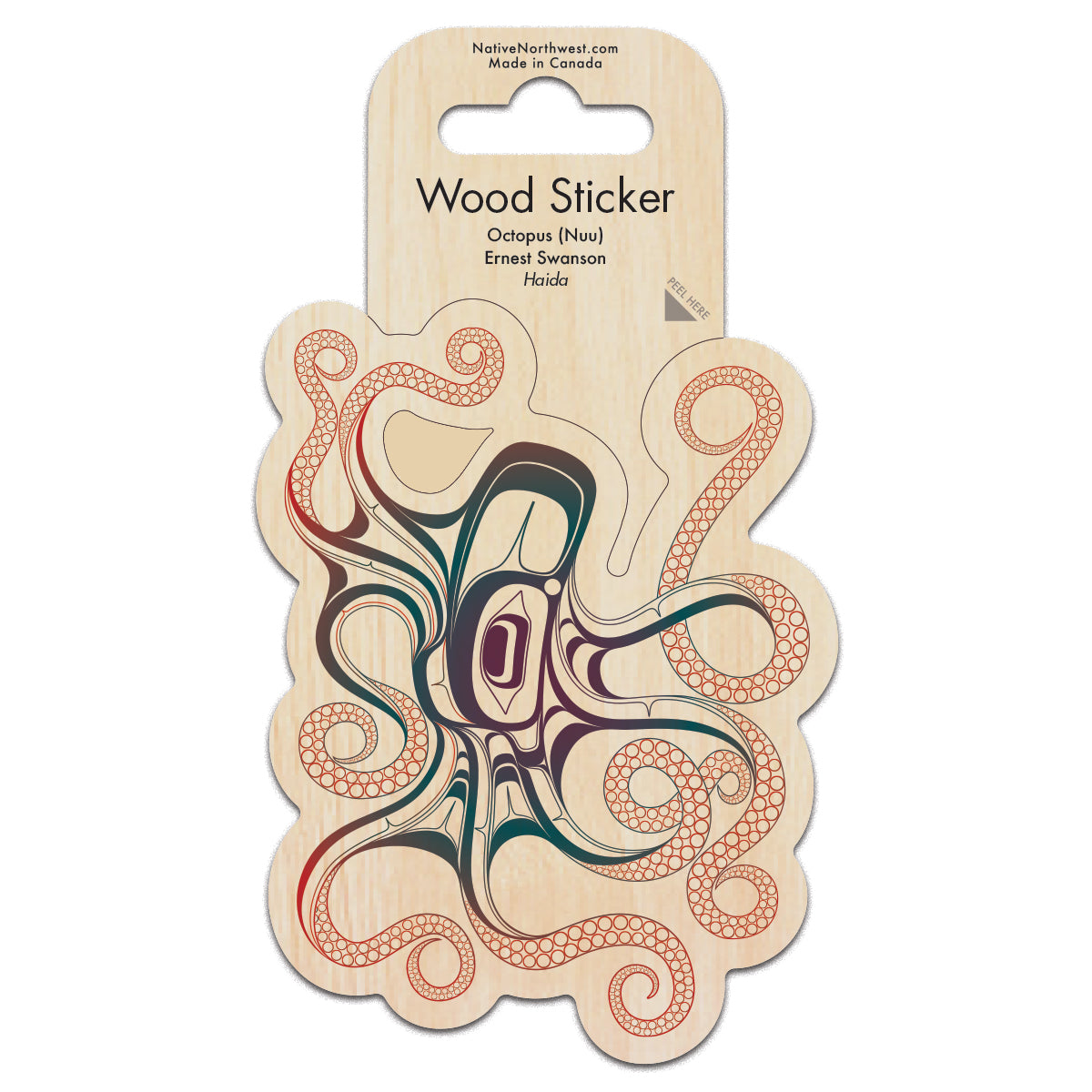 Wood Sticker Octopus - Wood Sticker Octopus -  - House of Himwitsa Native Art Gallery and Gifts