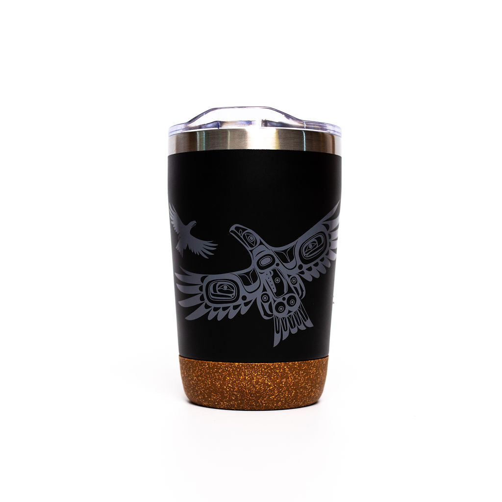 CORK BASE TRAVEL MUGS - 12oz / Soaring Eagle - TMCB23 - House of Himwitsa Native Art Gallery and Gifts